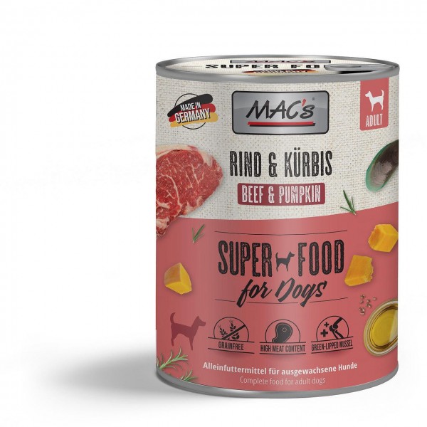 Mac's Beef & Pumpkin - консерва за кучета говеждо, тиква и розмарин- 800 гр.