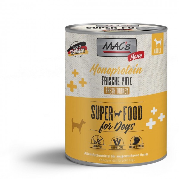 Mac's Sensitive Turkey - консерва за чувствителни кучета с монопротеин пуйка 400 гр. Mac's Sensitive Turkey - консерва за чувствителни кучета с монопротеин пуйка 400 гр.