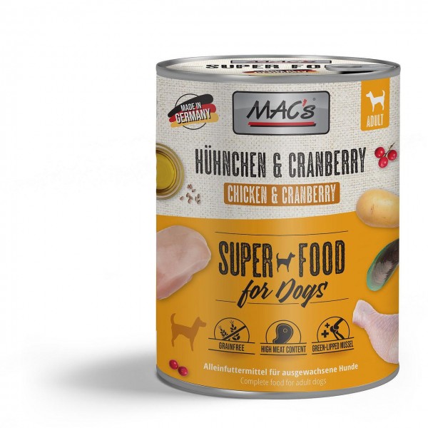 Mac's Chicken & Cranberry - консерва за кучета с пиле и червени боровинки 400 гр.