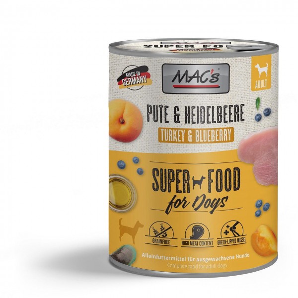 Mac's Turkey, Blueberry & Apricot - консерва за кучета с пуйка, боровинки и кайсии 400 гр. Mac's Turkey, Blueberry & Apricot - консерва за кучета с пуйка, боровинки и кайсии 400 гр.