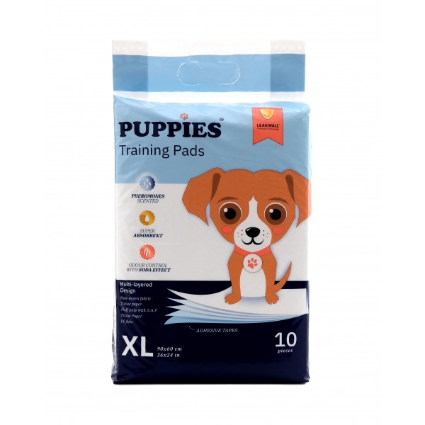 PUPPIES Хигиенни подложки за кучета – размер 90х60 см (XL), 10 бр. в опаковка PUPPIES Хигиенни подложки за кучета – размер 90х60 см (XL), 10 бр. в опаковка
