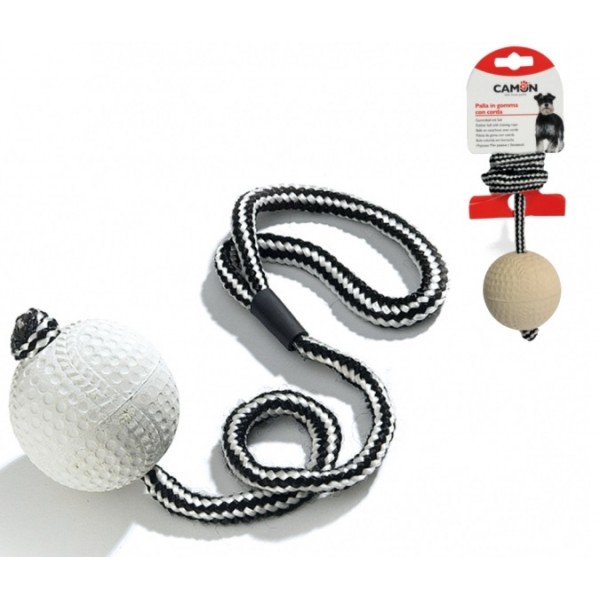 Играчка за Кучета Camon Rubber Ball Rope Мека Гумена Топка с Въже Играчка за Кучета Camon Rubber Ball Rope Мека Гумена Топка с Въже