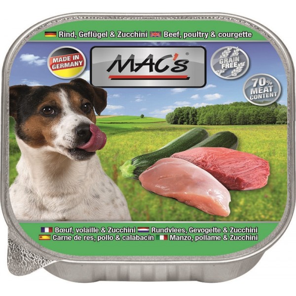 Mac's - пастет за кучета с  говеждо, птиче и тиквички, 150гр