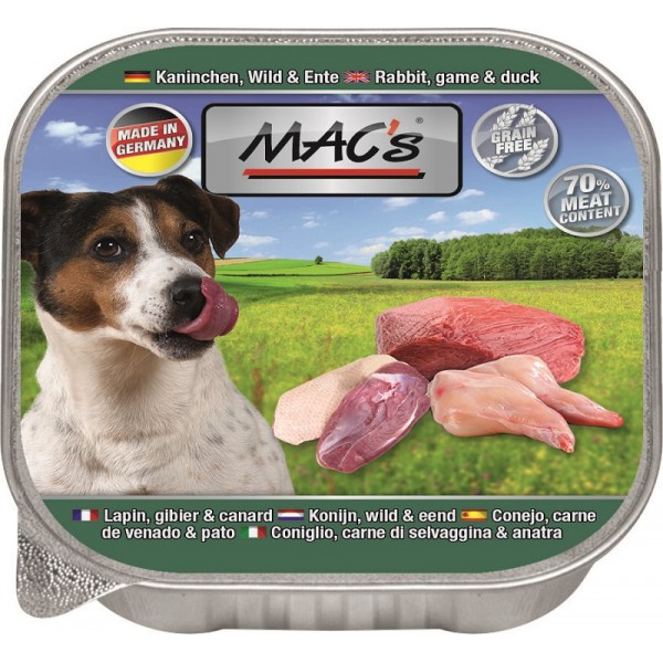 Mac's - пастет за кучета с заек, дивеч и патица, 150гр
