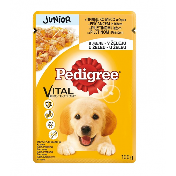 Pedigree Pouch Chicken & Rice in Jelly Junior - Пауч за подрастващи кучета с пиле и ориз