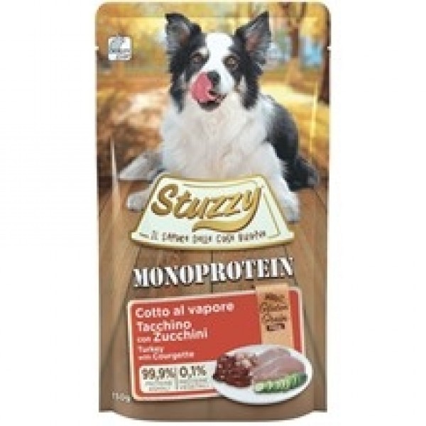 Stuzzy Monoprotein Adult Turkey and Zucchini Pouch - беззърнен пауч с пуешко и тиквички за кучета от всички породи Stuzzy Monoprotein Adult Turkey and Zucchini Pouch - беззърнен пауч с пуешко и тиквички за кучета от всички породи